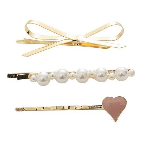 Women Hair Clips Sweet Vintage Fashion Pearl Geometric Hair Clip Set Side Clip Girls Cute Simple Headwear Accessories Hairpins