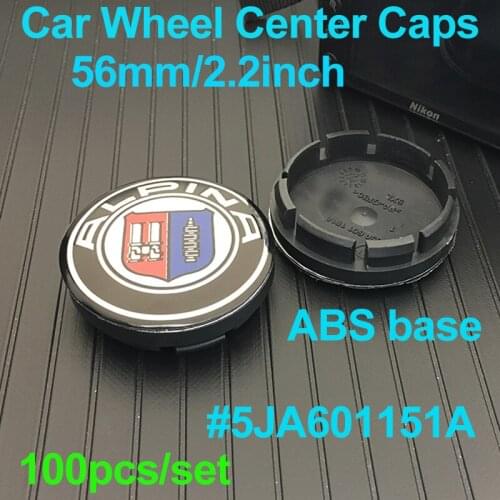 100pcs 56mm 5JA601151A Blue White/Alpina Car Wheel Center Caps ABS Black Base Wheel Hub Caps 5.6cm Covers for Bmw Car Styling