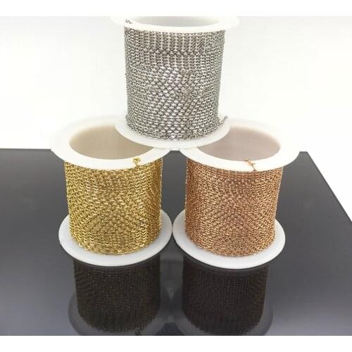 2M/Roll Silver Rose Gold Stainless Steel Metal Cable Link Chain for Jewelry Making DIY Necklaces Bracelets Findings Wholesale