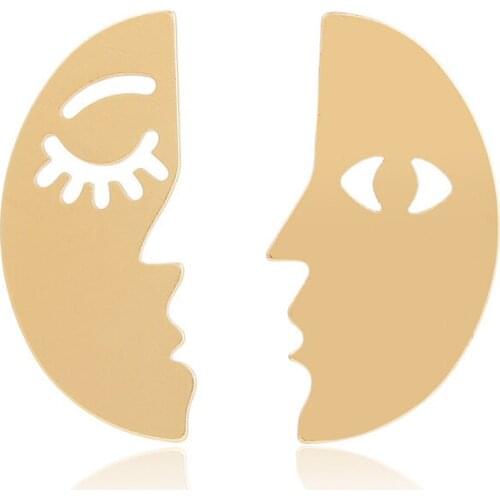 2021 Fashion Jewelry New Design Creative Gold Plated Eyelash Eye Face Earrings Boucle d’oreille Small Stud Earrings For Women