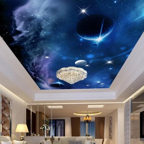 Custom Any Size 3D Wall Murals Wallpaper Universe Starry Sky Design Wall Painting Living Room Ceiling Mural Photo Wall Paper 3D