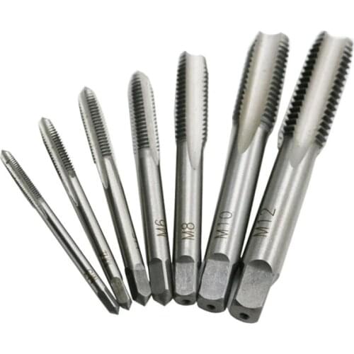 5PCS/7PCS/Set HSS M3 M4 M5 M6 M8 M10 M12 Machine Straight Fluted Screw Thread Metric Plug Hand Tap Drill Set Hand Tools