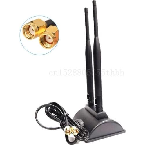 5G Dual Band WiFi Antenna High Gain 6DBi Omni Directional RP-SMA Plug Connector with Magnetic Base for Wireless Router