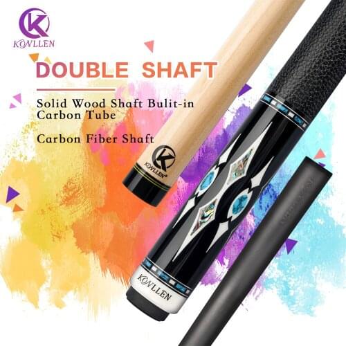KONLLEN AK75 Billiard Pool Cue Stick 148cm Carbon Technology Real Inlay Cue Double Shafts Radial 3*8/8 Pin Billiards Stick Kit