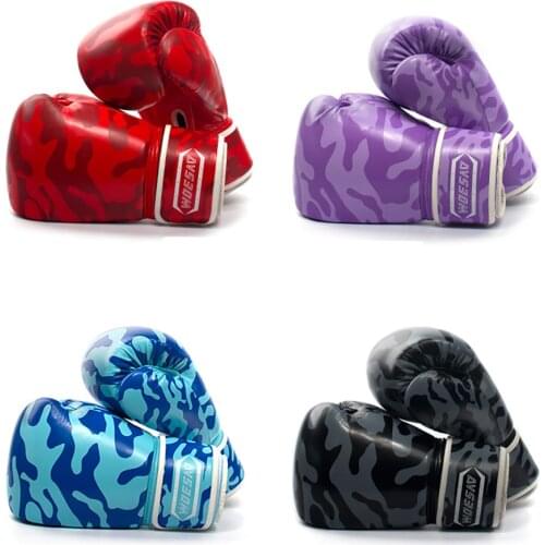 Kid Adult Leopard Print Sanda Boxing Gloves Muay Thai Fight MMA Martial Arts Sparring Bag Punching Training Contest Mitts EO