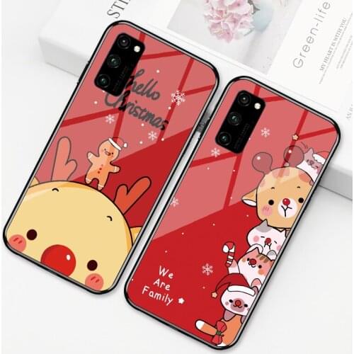 For Samsung M31 M30S M80S M30 M10 M10S M20 Case Red Christmas Elk Hard Tempered Glass Cover For Samsung M40 M21 M11 M40S M60S
