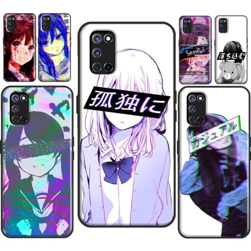 Sad Anime Aesthetic Senpai For OPPO A5 A9 2020 A31 A53 F5 A15 A52 A72 A1K A5S A91 Reno 2 Z Find X3 Pro Cover Shell