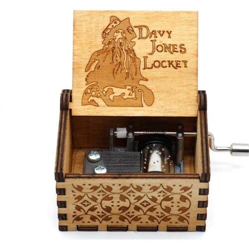 Retro Home Music Box Ornaments Crafts Wooden Hand Cranked Exquisite Elegance Pirates of the Caribbean Decor Kids Gifts
