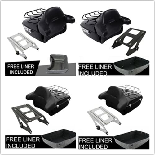 Motorcycle King Tour Pack Trunk +Rack Backrest For Harley Touring Road King Road Glide Street Glide Electra Glide 2014-2020