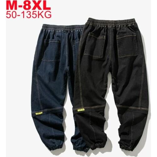 Men Fashions Blue Jeans Harajuku joggers Hip Hop Harem Jeans 5XL 8XL Denim Trousers Kpop Korean Style Clothes Oversized Pants