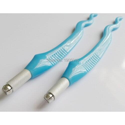Featured brand new 50pcs Professional Manual Eyebrow Embroidery Microblading Manual Pens with gift 10pcs 12pins PCD micro blades
