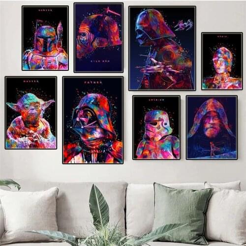 Star Wars Graffiti Poster Darth Vader Yoda Movie Canvas Painting Print Abstract Wall Art Picture for Kid Room Home Decor Cuadros