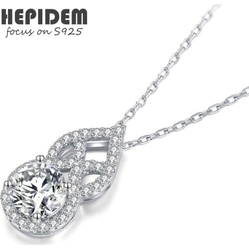 HEPIDEM 100% Really 1ct 6.5mm D Moissanite 925 Sterling Silver Necklace Diamond Test Passed Jewelry Women Christmas Gift H1671