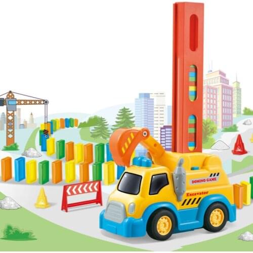 Domino Game Toy Set Domino Train Automatic Engineering vehicle Train with Colorful Domino blocks DIY Toys Gift For Children