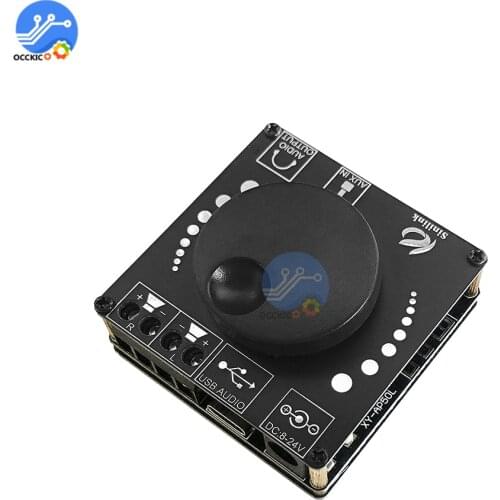 Mini Bluetooth 5.0 50WX2 Wireless Audio Power Digital Stereo Amplifier Board Module Amp 3.5MM AUX USB volume control XY-AP50L
