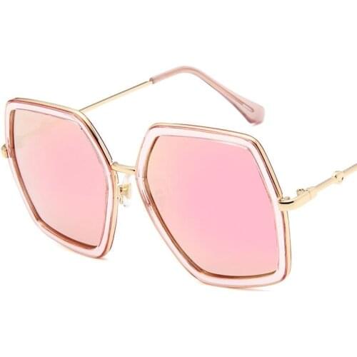 Polygon Sunglasses Womens Large Frame Glasses Fashion Street Shooting Accessories Sunglasses Mens Pink yeglasses