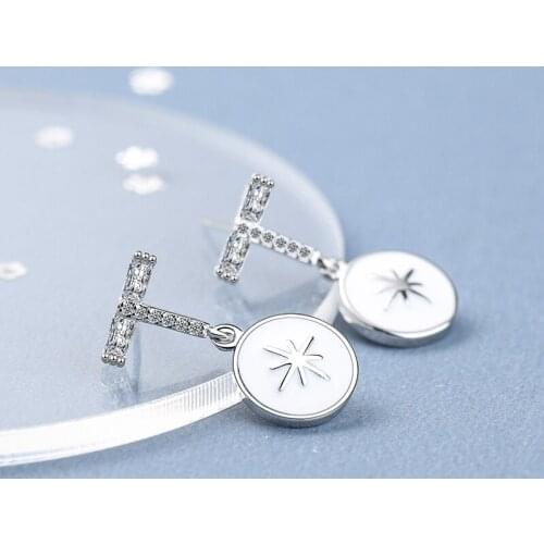 Womens Fashion T-Letter Anise Star Pattern Drop Earrings AAA Zircon Stone Simple Dangle Pierce Earring Stud Jewelry Accessories