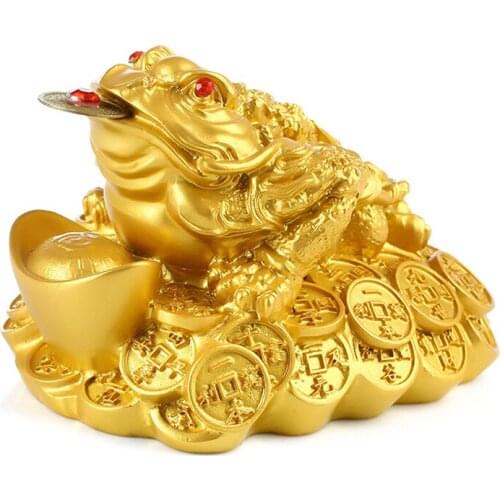 Feng Shui Toad Money LUCKY Fortune Wealth Chinese Golden Frog Toad Coin Home Office Decoration Tabletop Ornaments Lucky Gifts