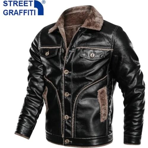2021 Men Autumn Winter Thick Warm Fleece Motor Leather Jacket Coat Men New Casual Bomber Zipper Senior gentleman Leather Jackets