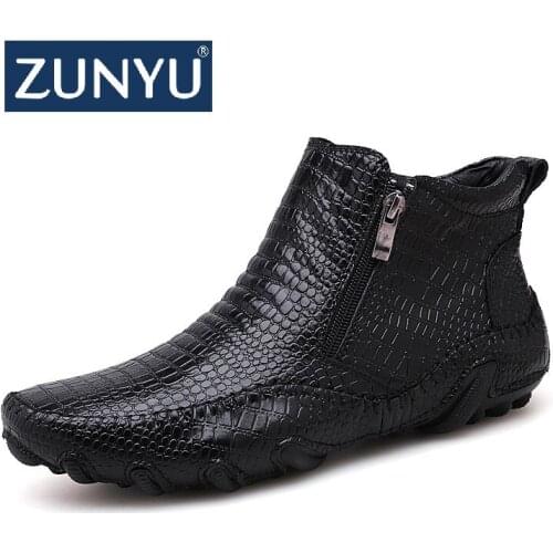 ZUNYU Genuine Leather Shoes Men Chelsea Boots Autumn Early Winter Ankle Boots Casual Cow Leather Male Shoes Black Footwear