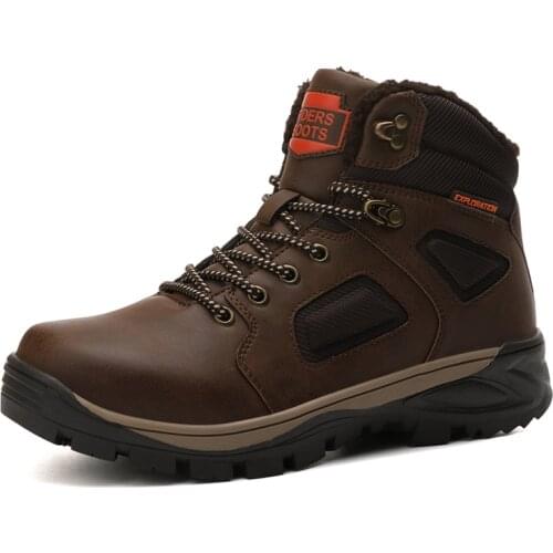 Winter Plush Ankle Bootie Men Fashion Walking Shoes Waterproof Leather Snow Boots Male Velvet Warm Sneakers Cotton Shoes