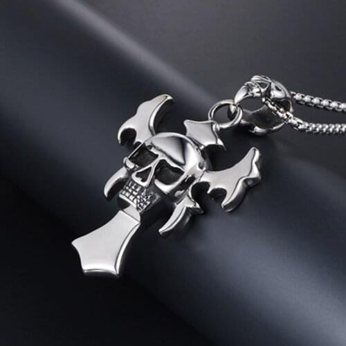 Head skull necklace pendent punk jewelry pendants snake chain long men necklaces 2020 statement jewelry mens Shantou chokers