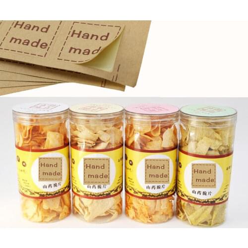 Handmade Sticker 120pcs/lot 25*25mm Vintage Stickers Kraft Label DIY Hand Made For Gift Cake Baking Sealing