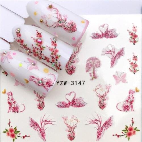 Plum Blossom SwanNail stickers art decorations slider adhesive Water Transfer decals manicure lacquer accessoires polish foil