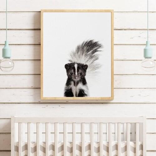 Woodland Animals Baby Skunk Posters Prints Canvas Painting Safari Animal Photography Nordic Wall Art Nursery Living Room Decor
