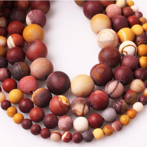 Natural Stone Matte Frosted Mookaite Egg Yolk Loose Beads 4 6 8 10 12MM Fit Diy For Jewelry Making