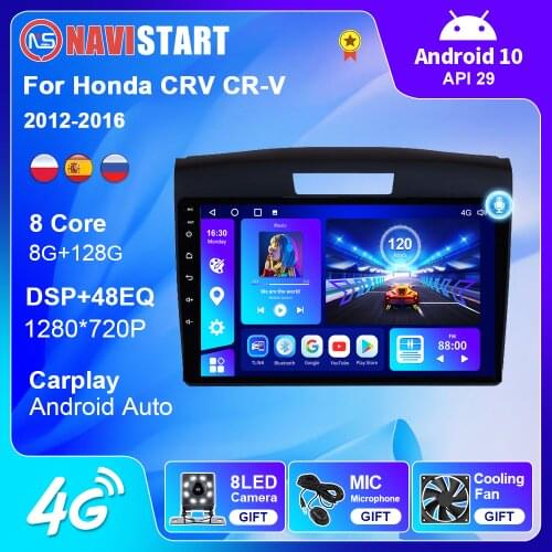 6G+128G Android 10 Car Multimedia Video Player For Honda CRV CR-V 2012-2016 Navigation GPS Stereo 2 Din 4G WIFI DSP Radio No DVD