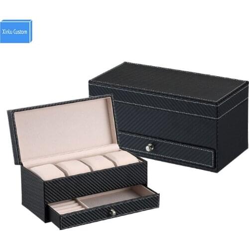2017 New Gift Home/office Double Layer Watch Box Case Leather Travel Case Cosmetic Drawer Brand Watch/Jewelry Organizers Collect