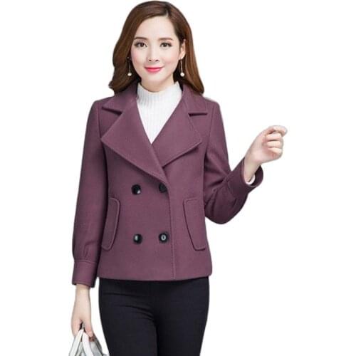 2021New Spring Autumn Womens Short Windbreaker Jacket Korean Loose Female Blended Woolen Coat Elegant Mother Tops Outerwear Q71
