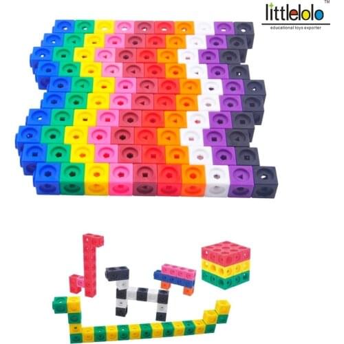 Baby educational toy learning tool resources mathlink cube graphic connection blocks 2x2x2cm 100pcs/set