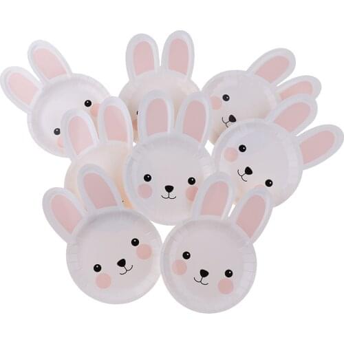 Pack of 8pcs Easter Holiday Bunny Disposable Plates Party Table Decor for putting slice cakes cupcakes muffins