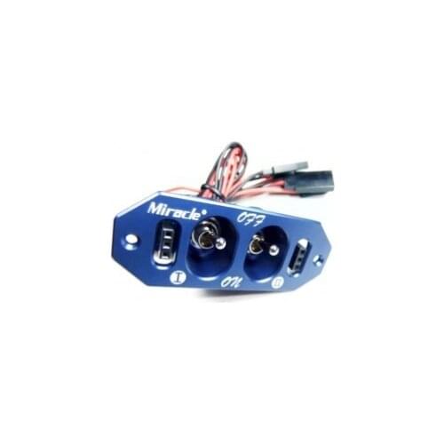 Original Miracle Twin / Double Power Switch with Futaba / JR Plug / Cables for RC Airplane / Boat Blue Color -- Free Shipping