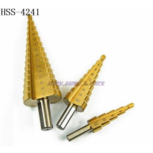 Professional 4-12/20/32mm HSS 4241 Steel Large Step Cone Triangle Shank Coated Metal Drill Bit Cut Tool Set Hole Cutter