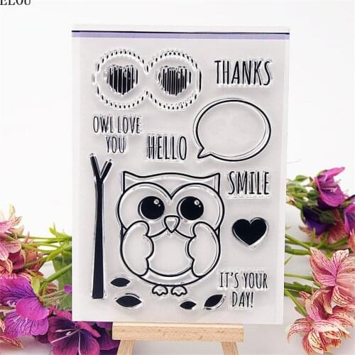PANFELOU Owl dialogue Transparent Silicone Rubber Clear Stamps cartoon for Scrapbooking/DIY Easter wedding album