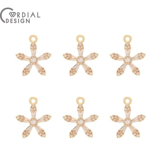 Cordial Design 50Pcs 13*15MM CZ Charms/Jewelry Findings & Components/Hand Made/Jewelry Accessories/Earrings Making/DIY Pendant