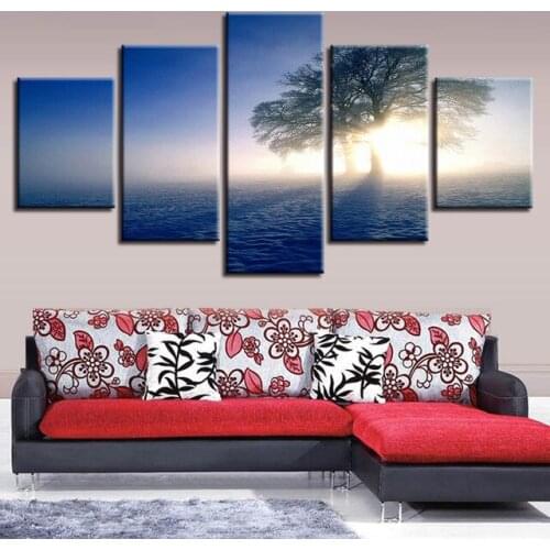Spray 5-Pieces Landscape Spray Canvas Tree Series Modern Painting Wall Art The Picture For Home Decoration Unframed