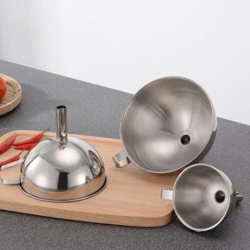 Stainless Steel Funnel Kitchen Oil Liquid Canning Hopper Filter Wide Mouth Tool R7RC