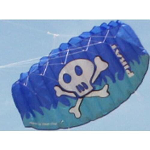 Free shipping high quality dual line pirate parafoil kite with control bar line power sailing kitesurf rainbow sports beach