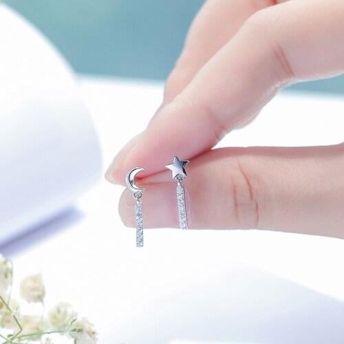 High Quality 925 Sterling Silver Earrings Woman Star Moon Earrings Fashion Elegant Earrings High Jewelry Gift