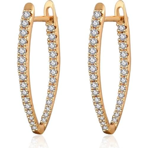 Simple Letter V Shape Cubic Zirconia Stud Earrings Gold Silver Color Gem Stone CZ Clip on Earrings for Women Fine Jewelry Gifts