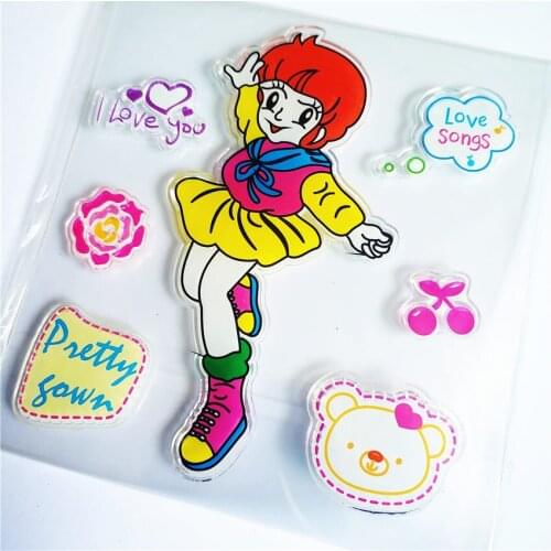 10.5x11cm Lively girl Transparent Clear Stamps / Silicone Seals Roller Stamp for DIY scrapbooking photo album/Card Making