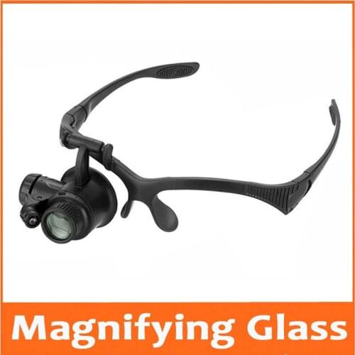 10X 15X 20X 25X Head Wearing LED Illuminated Glasses Style Magnifier Loupe Medical Magnifying Glass for Clock Phone Repair
