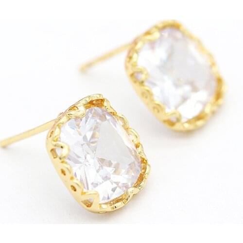 2PCS 11.7*11.5MM 14k Real Gold Plated Earring Making Supplies Inlaid Zircon Earring Hook Findings Accessories Wholesale