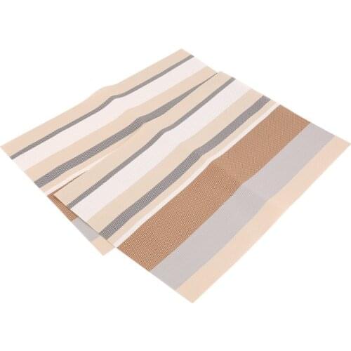 2Pcs Stripe PVC Heat Insulation Table Mat Waterproof Anti-Skid Dining Table Placemats Pot Cup Mat For Kitchen Accessories