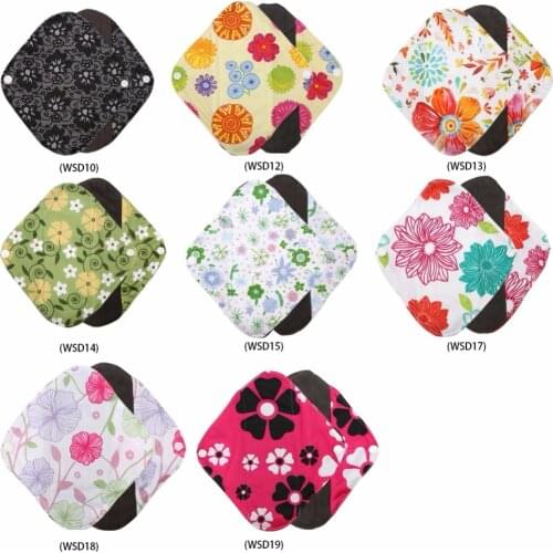 20*18cm Women Resuable Sanitary Pad Feminine Hygiene Pad Washable Charcoal Bamboo Cloth Menstrual Panty Liner Nappy Sanitary Pad
