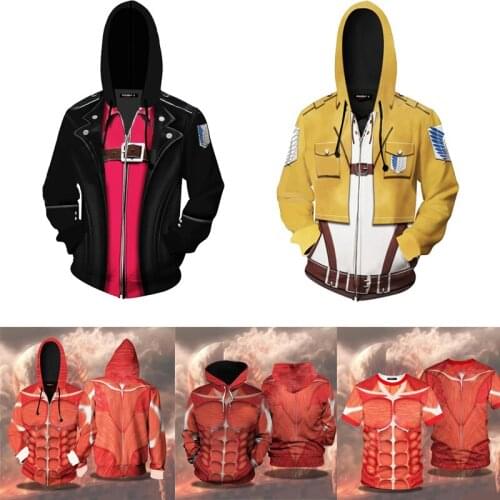 2020 Costume Attack on Titan Rival Ackerman Cosplay Hoodies Man and Woman T-shirt Scout Regiment Hooded Zipper Jackets